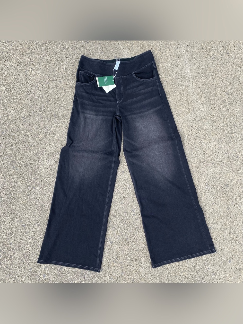 Halara Flex Denim Wide Leg Pull On Pants Stretchy Gray Size L Tall